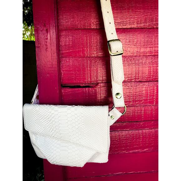 Magali White Vegan Snakeskin Hip Bag | eBay Magali White Vegan Snakeskin Hip Bag